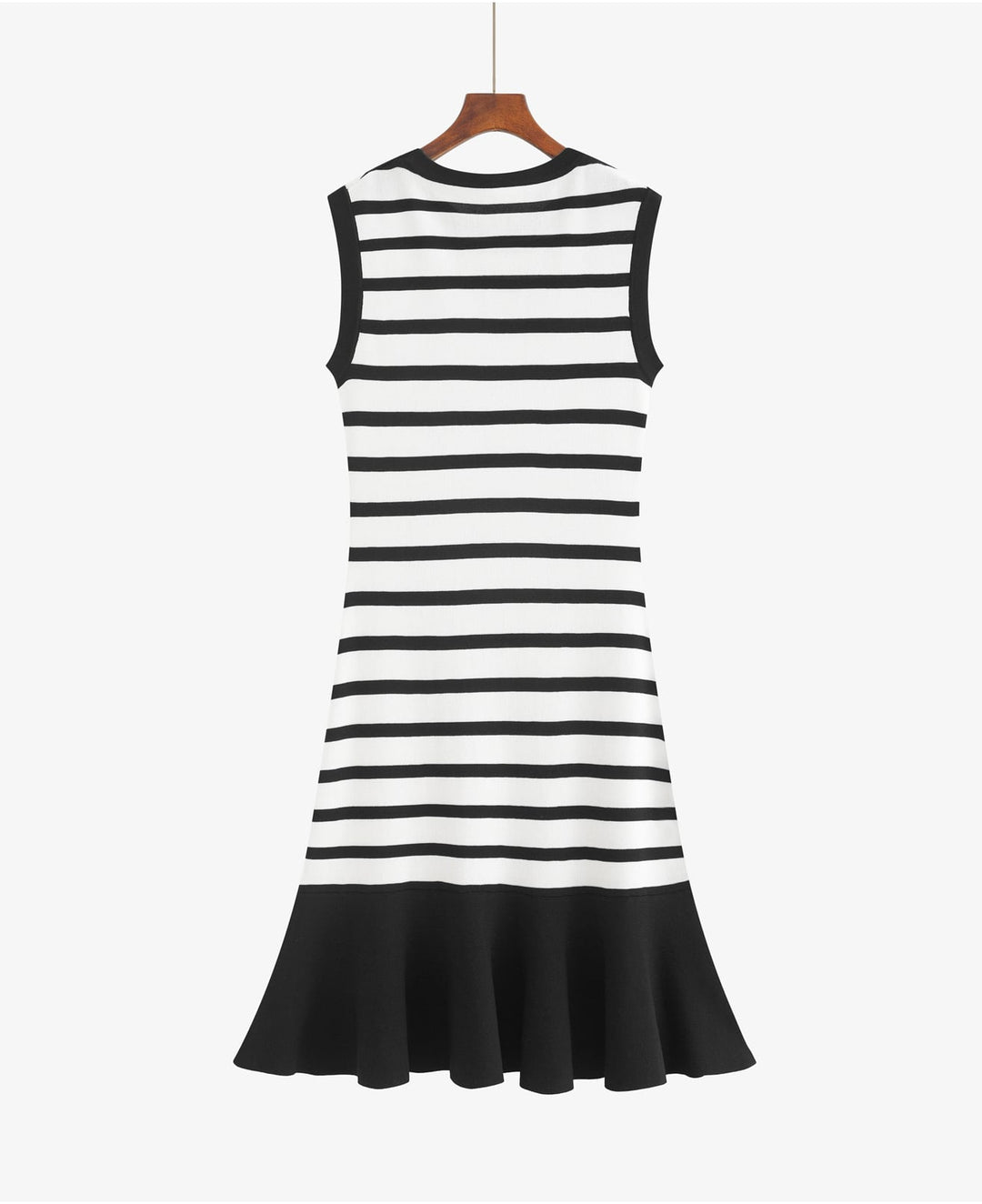 【dress】ノースリーブボーダー柄ニットワンピース Q8491