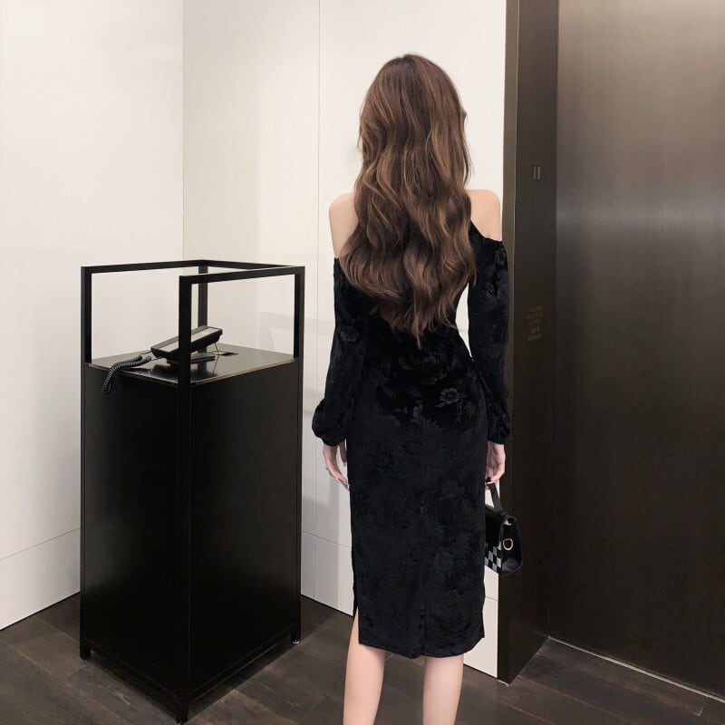 【dress】おしゃれ！エレガントデートワンピース着瘦せ　M17328