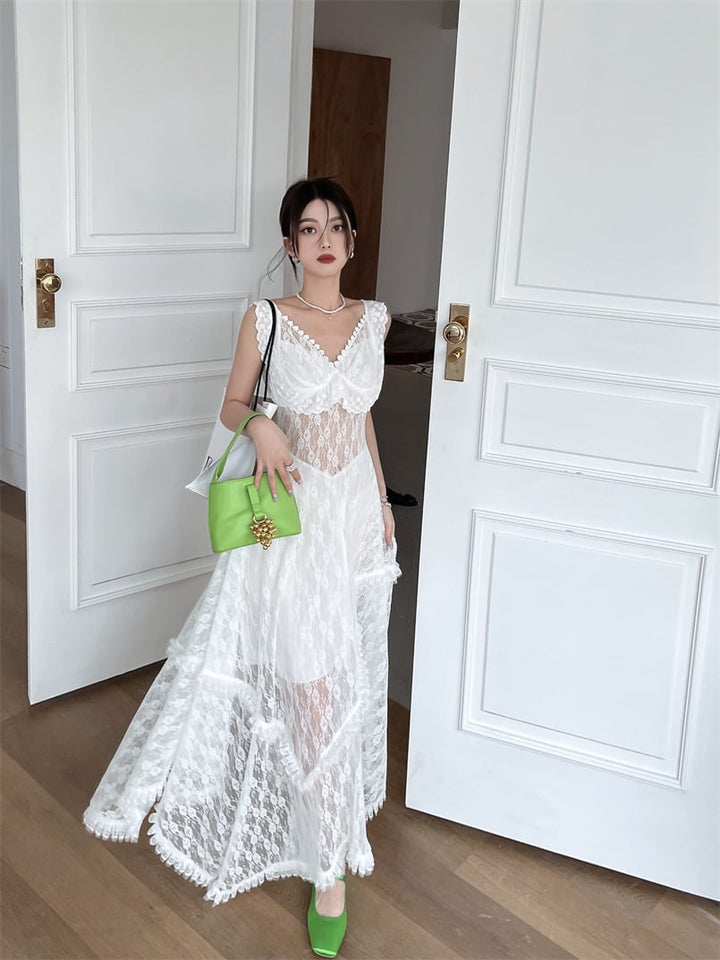 【dress】話題沸騰中 オシャレレースデートワンピース　M17034