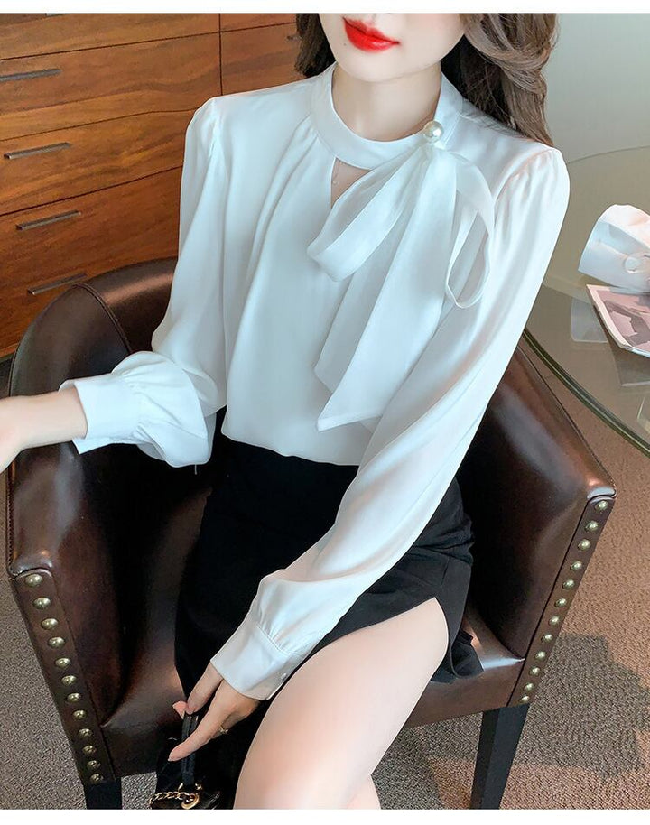 【tops】リボン付きブラウス　M29120