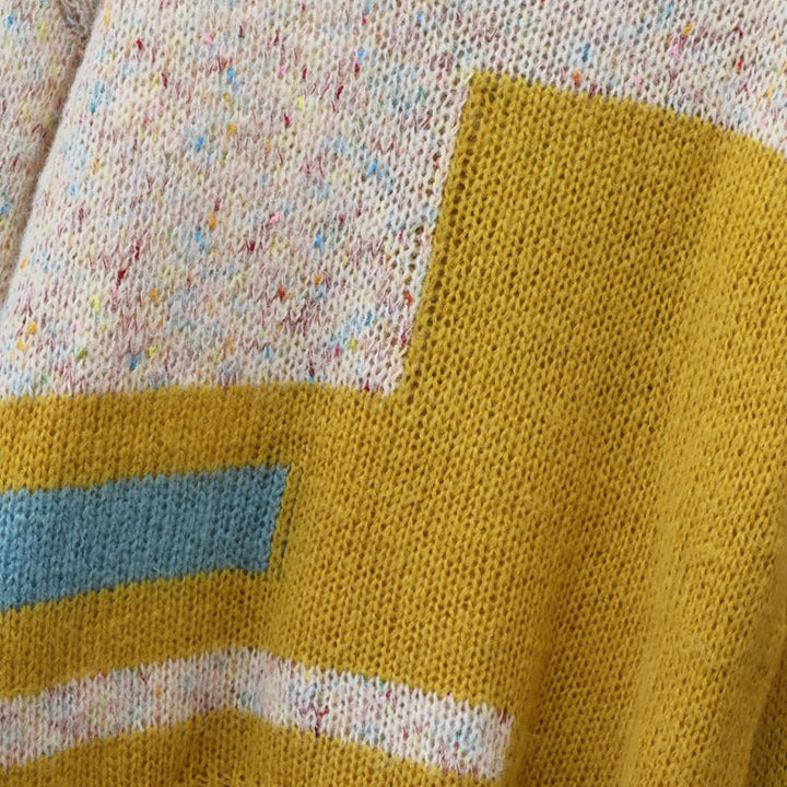【tops】配色ニットセーター　M25492