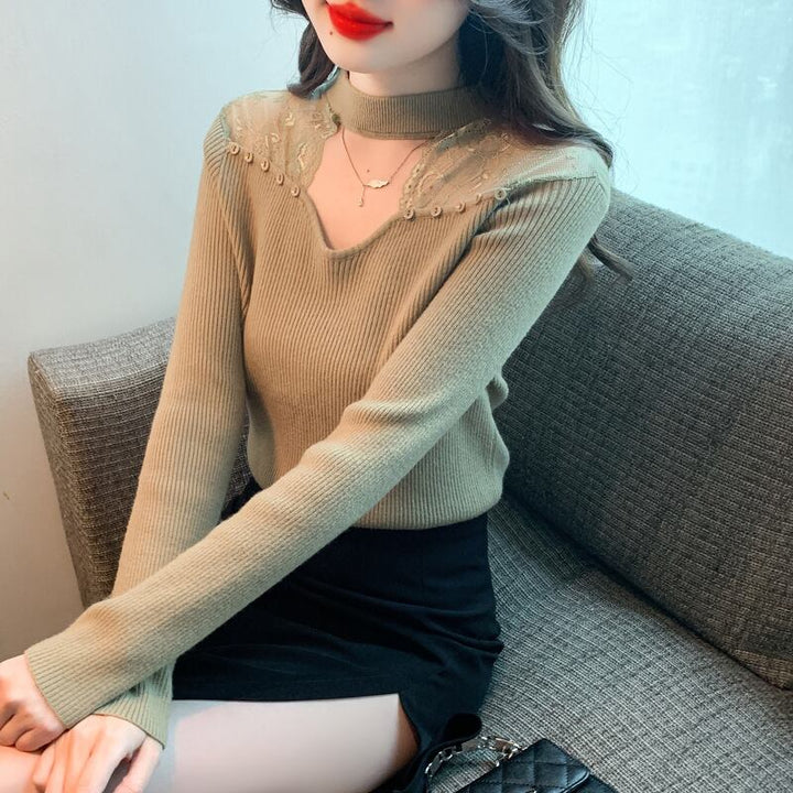 【tops】レースドッキングニットトップス　M27628