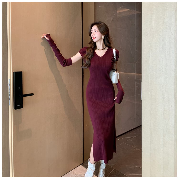 【dress】スリットワンピースアームカバー付き　M18188