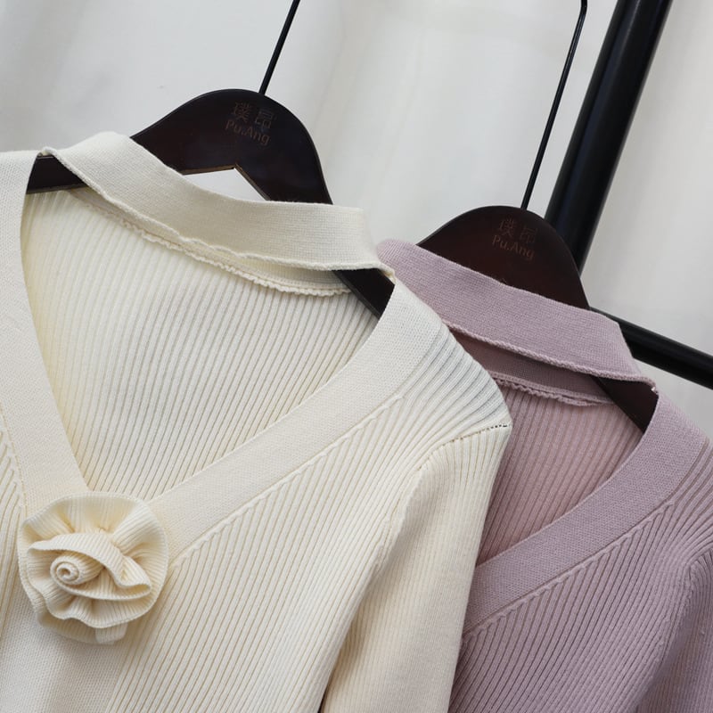 【tops】立体フラワーニットセーター　M25701