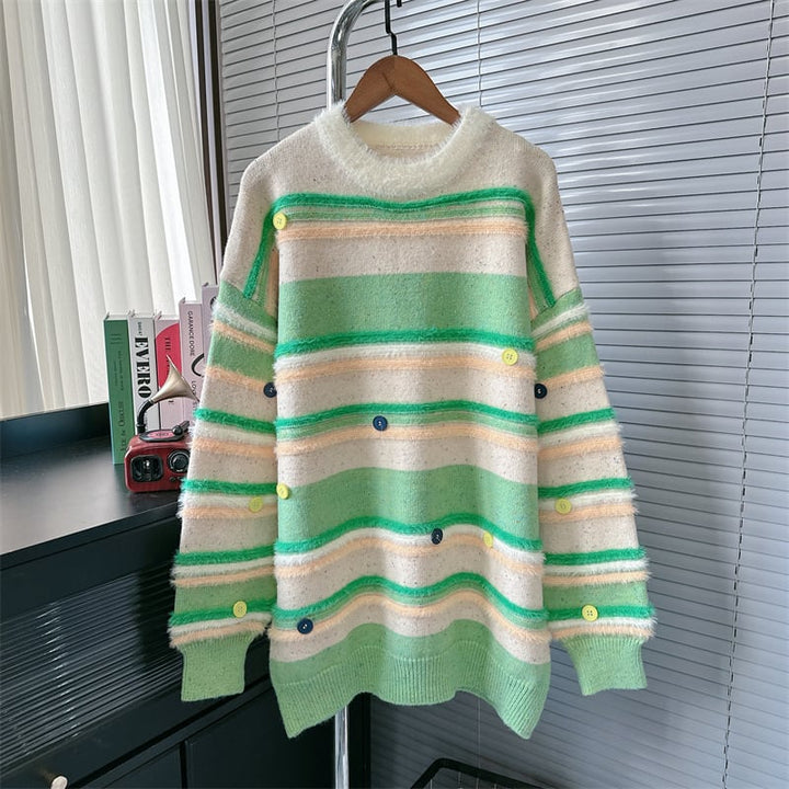 【tops】ボーダー柄ニットセーター　M26389
