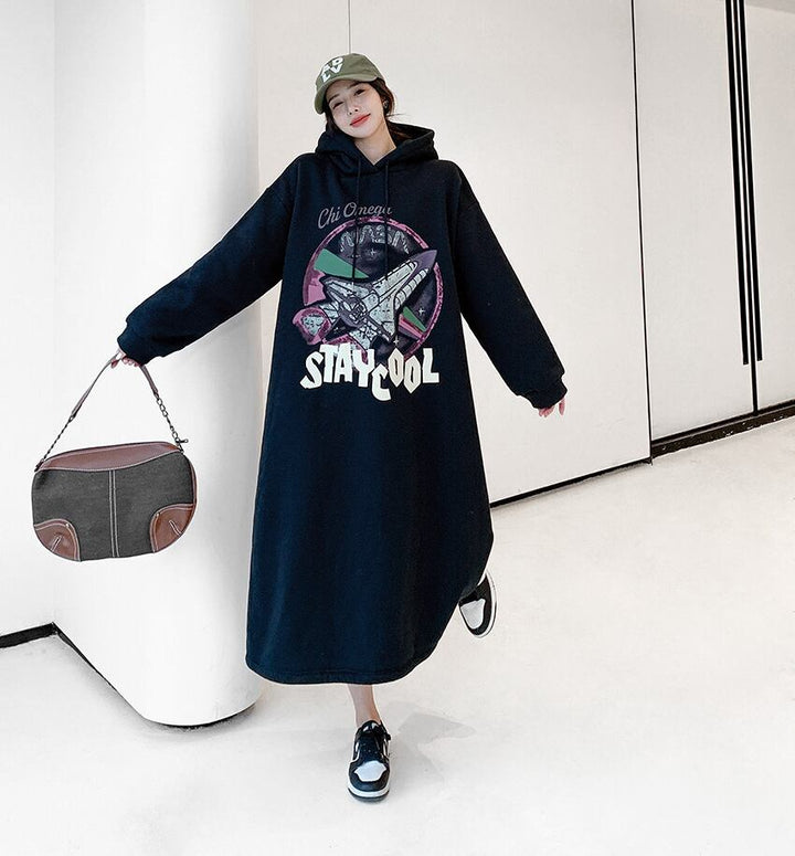 【dress】裹起毛パーカーワンピース　M18579