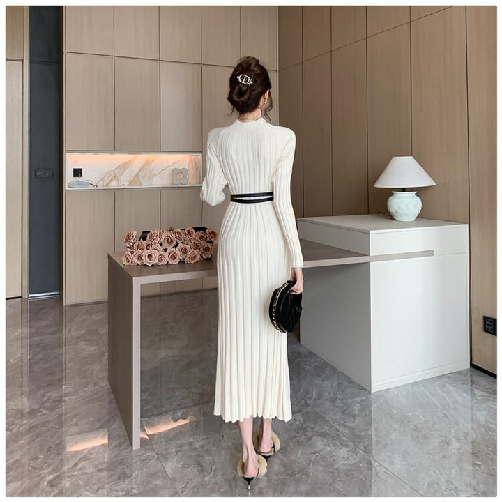 【dress】ニットワンピースベルト付き　M27464