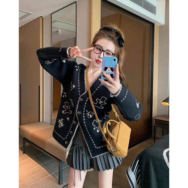 【outer】Vネックニットカーデ　M26381