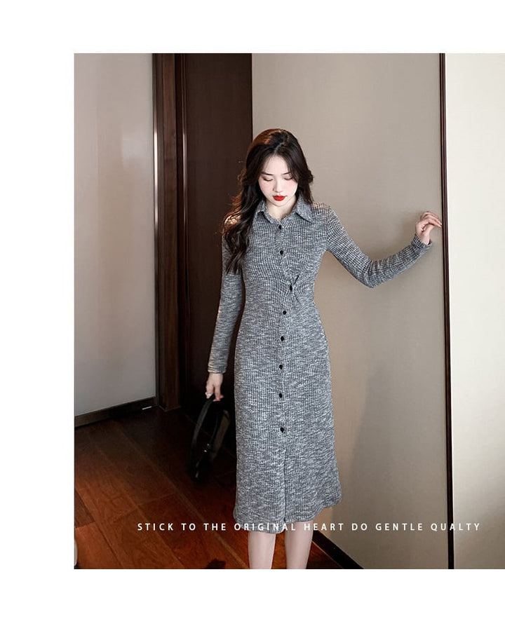 【dress】ボタンデザインニットワンピース　M17994