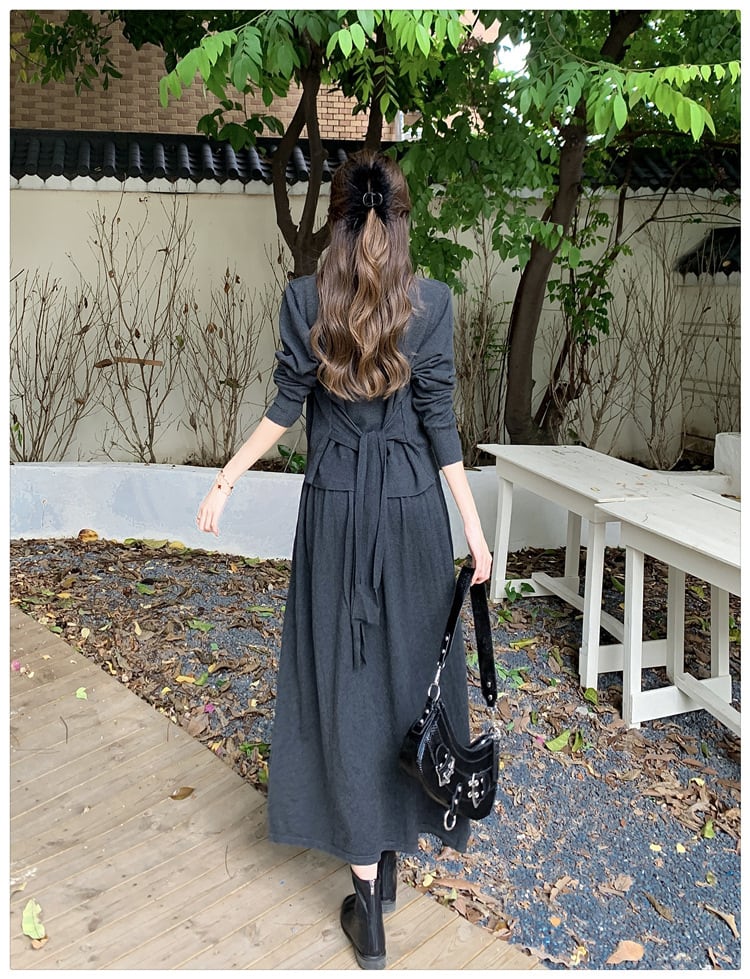 【set】ニットカーデ×ベストワンピースセット　M26964