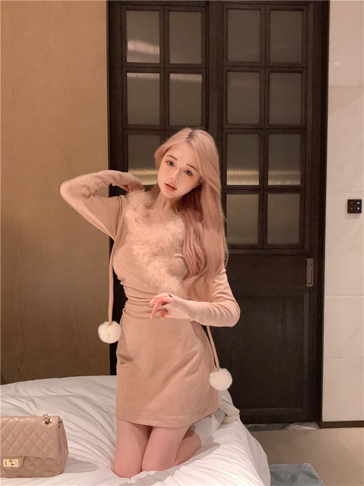 【dress】ファーワンピース　M20192