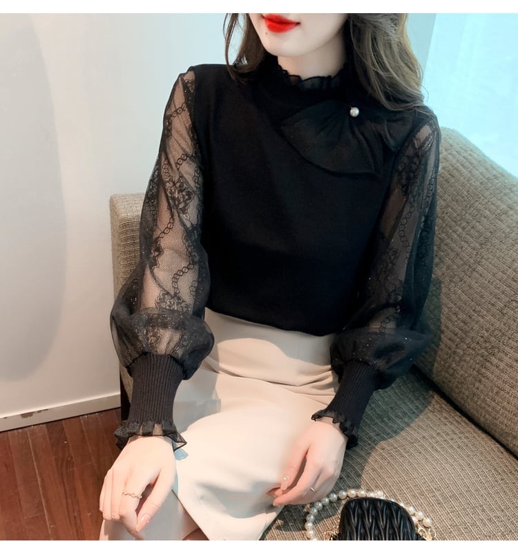 【tops】チュールドッキングニットトップス　M27139