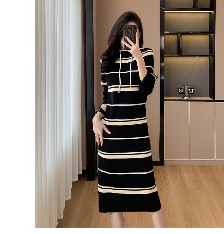 【dress】ボーダー柄ニットワンピース　M17600