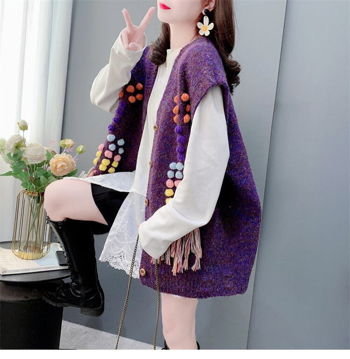 【tops】Vネックニットベスト　M28703