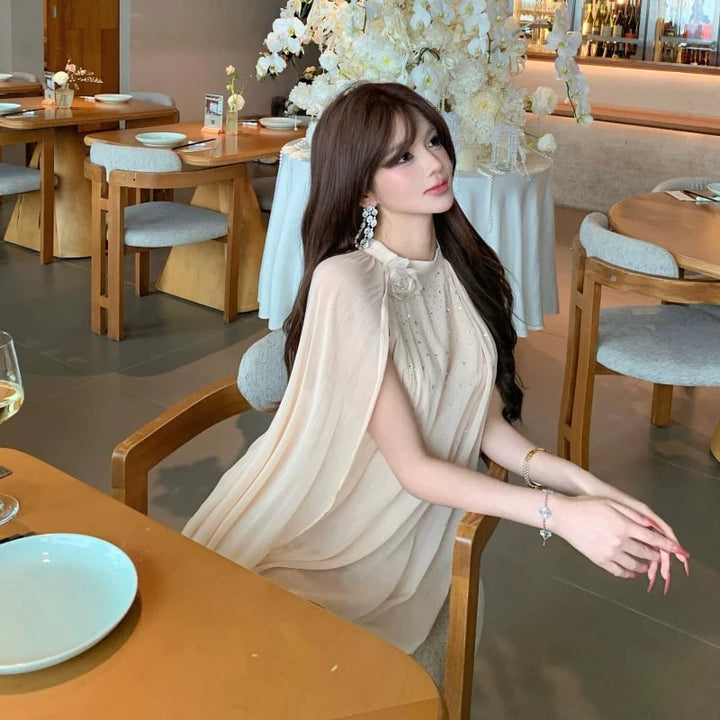 【dress】ケープデザインミニワンピース Q8522