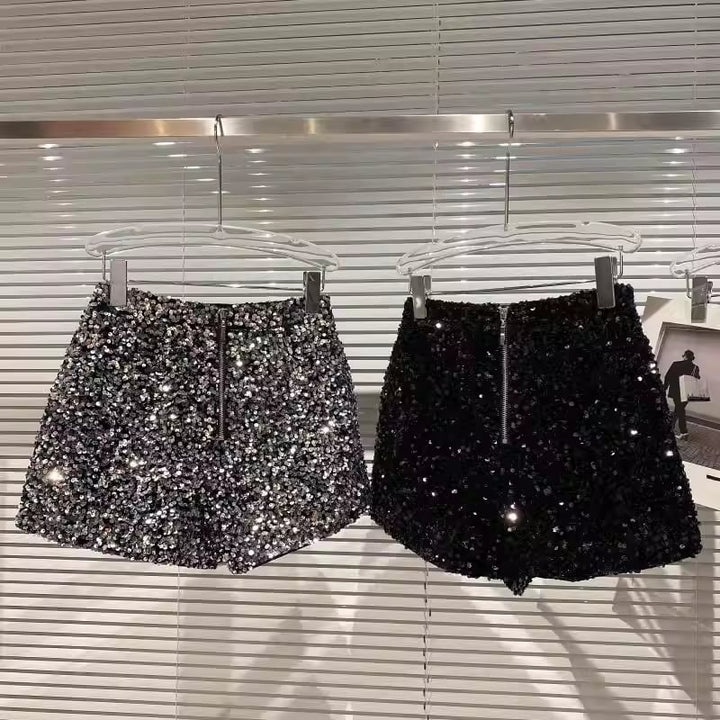 【bottoms】スパンコール付きショートパンツ Q7748