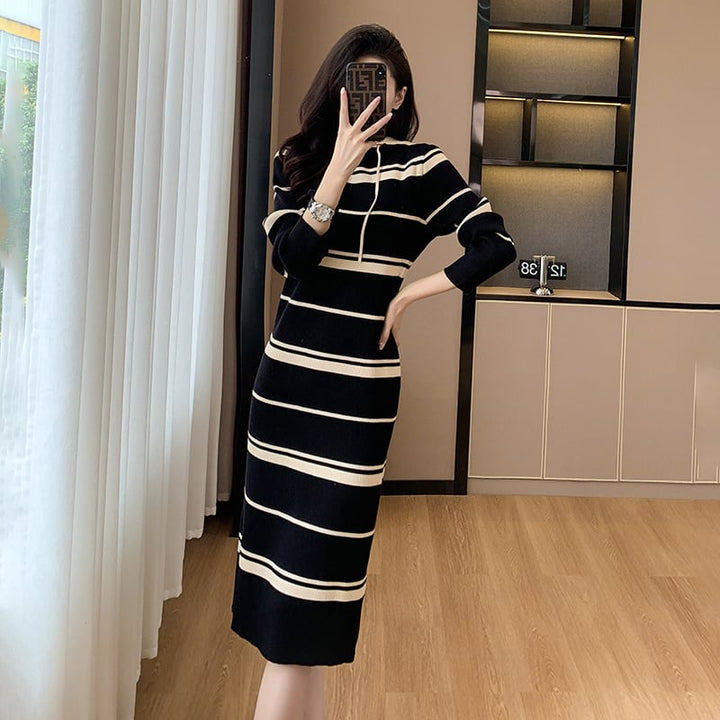 【dress】ボーダー柄ニットワンピース　M17600