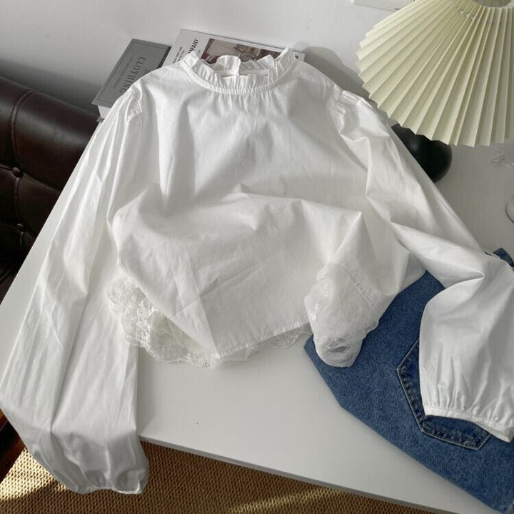 【tops】レース切り替えブラウス　M29703