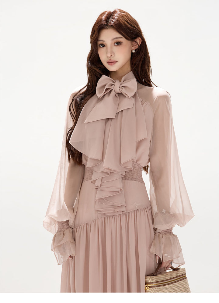 【dress】ボウタイロングワンピース　N3492