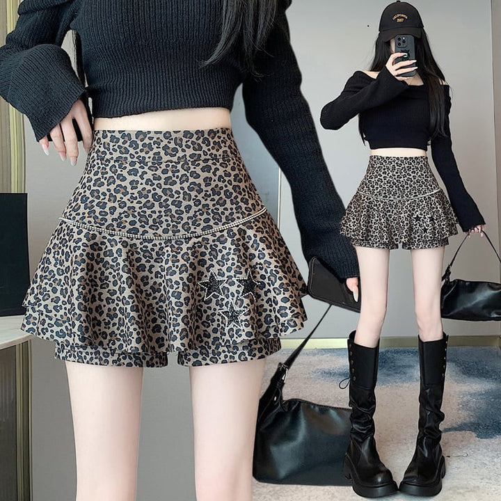 【bottoms】ヒョウ柄キュロットパンツ　M26580