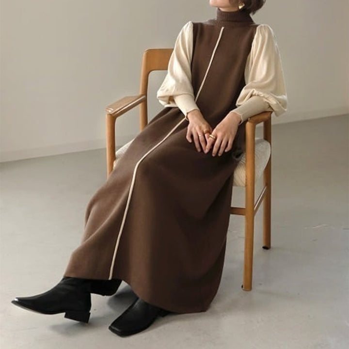 【dress】ニット切り替えワンピース　M26559