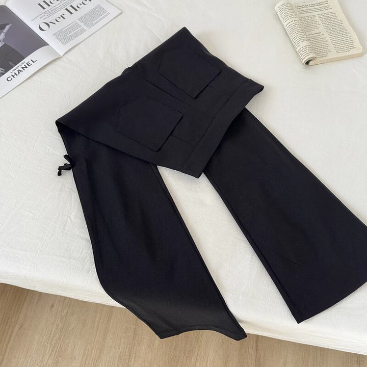 【bottoms】リボン付きベルボトムパンツ Q7595