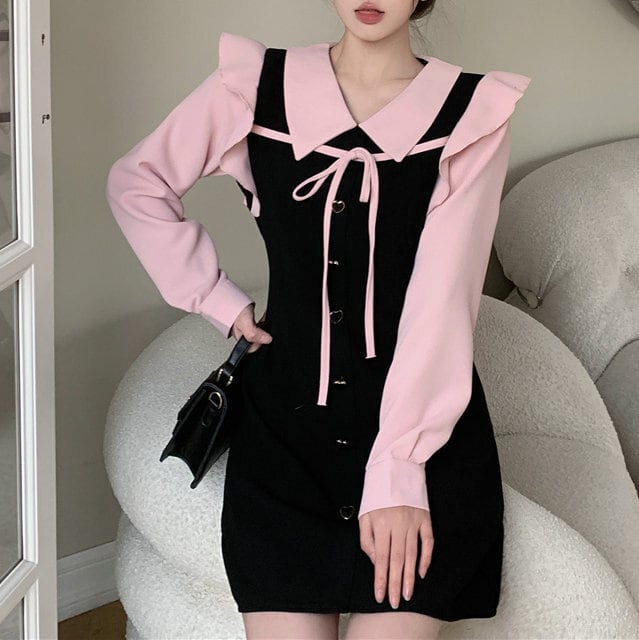 【dress】目立つ！スウィート切り替えデートワンピース　M17377