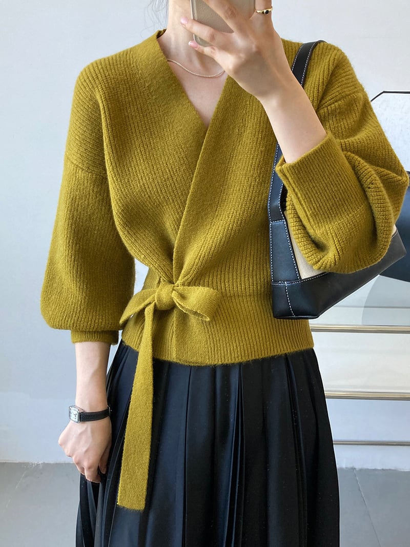 【tops】カシュクールニットセーター　M17866