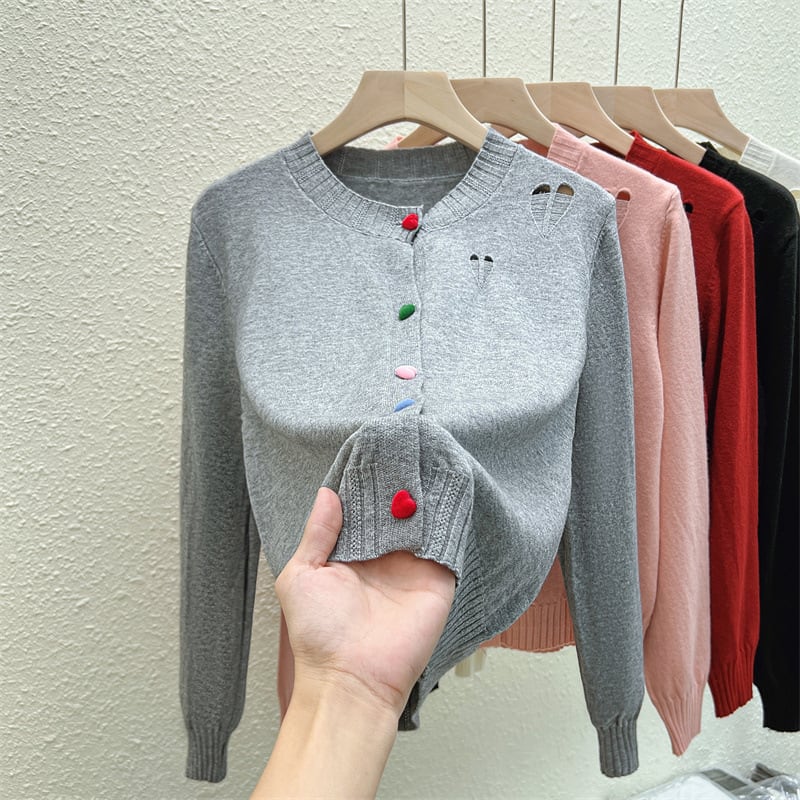 【outer】ボーダー柄デザインニットカーデ　M26815