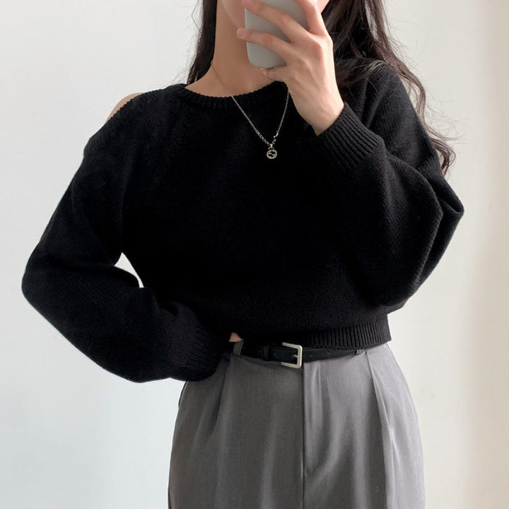 【tops】オフショルダーニットセーター　M27355