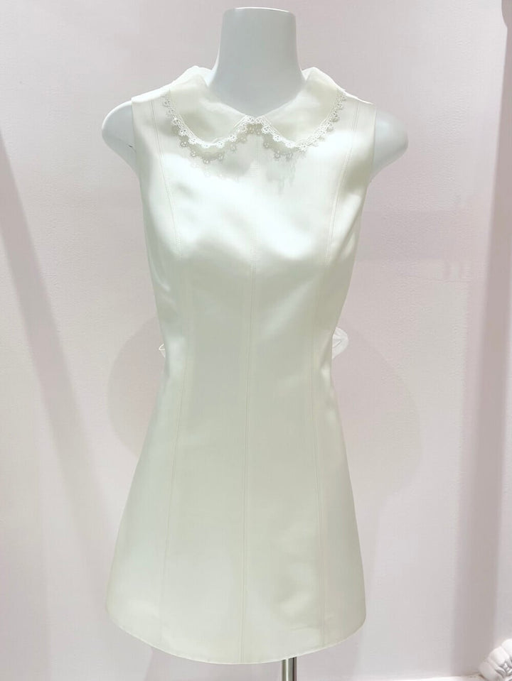 【dress】バックリボンレースドッキングミニワンピース　N3535
