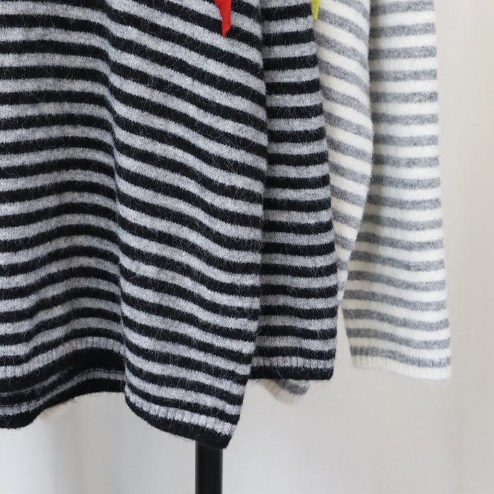 【tops】ボーダー柄ニットセーター　M28398