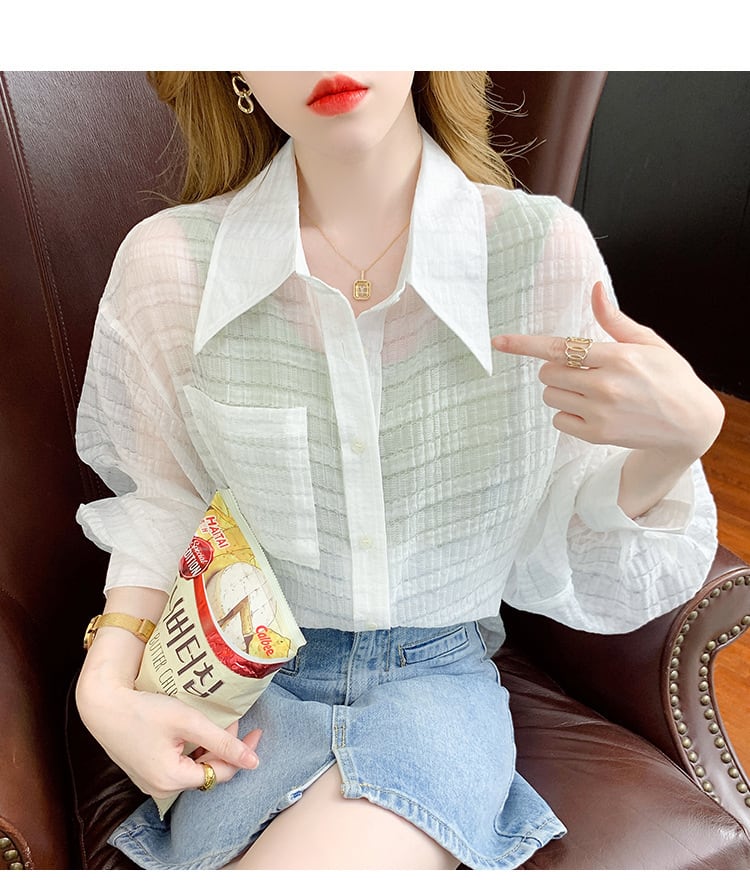 【tops】3色シャツトップス韓国系着心地良いゆったり　M16893