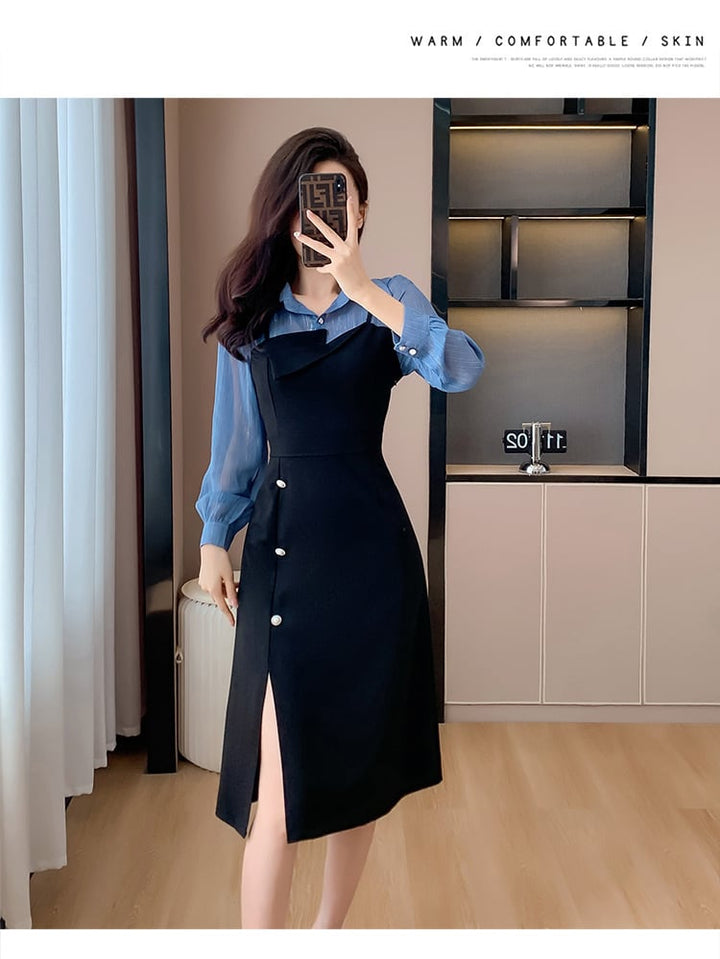 【dress】人気を独占中 切り替えシャツワンピース　M17307