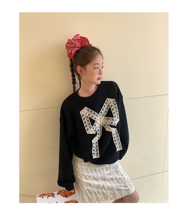 【tops】レースリボン付きプルオーバー　M26593