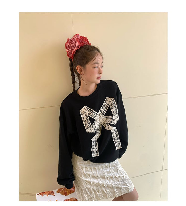 【tops】レースリボン付きプルオーバー　M26593