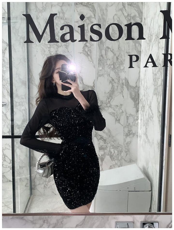【dress】スパンコールワンピース　M27559