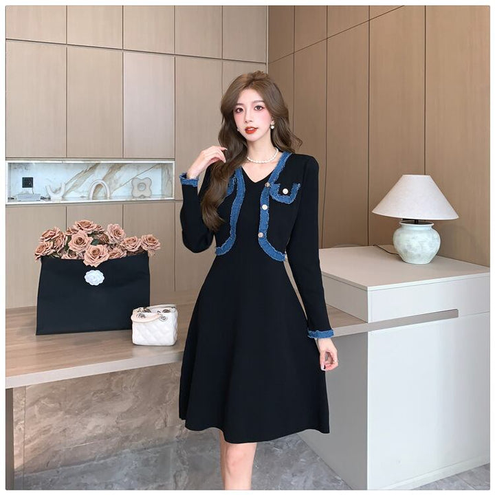 【dress】ドッキングニットワンピース　M18359