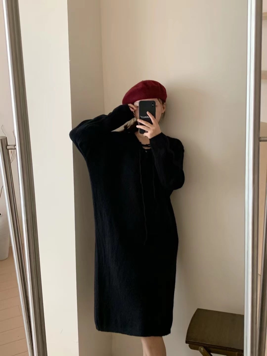【dress】無地ニットワンピース　M18467