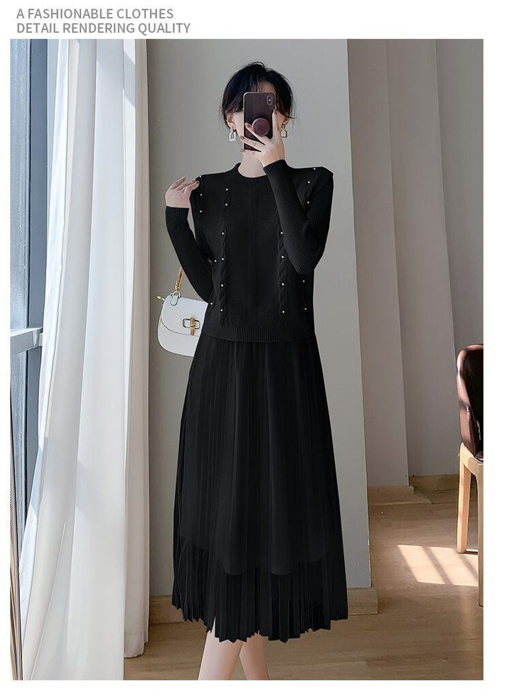 【set】ニットベスト×ワンピースセット　M19158