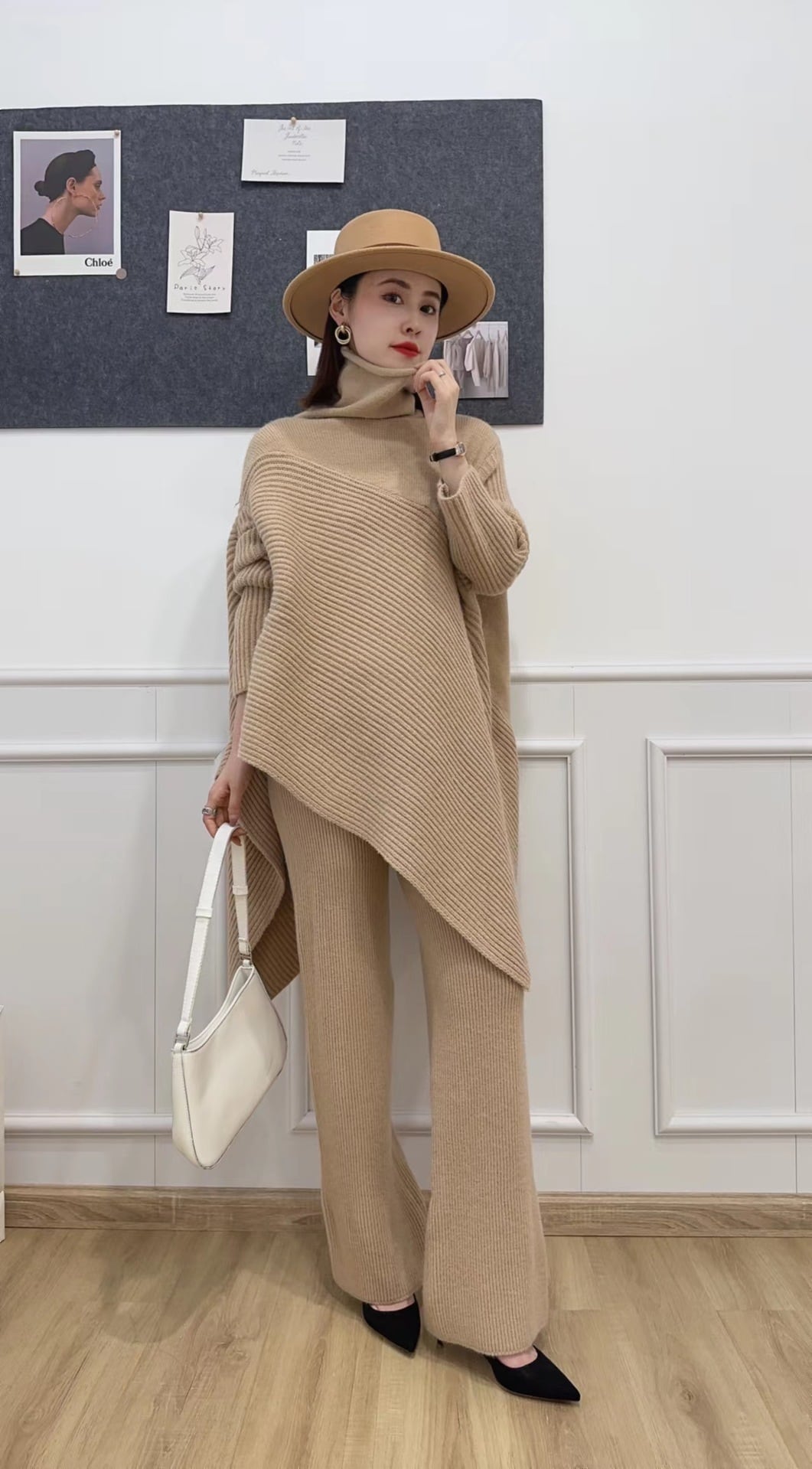 【set】ハイネックセーター×ワイドパンツセット　M17821
