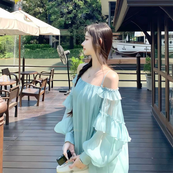 【dress】パフスリーブバルーンミニワンピース　N3581