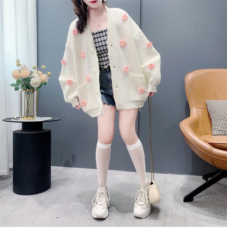 【outer】Vネックニットカーデ　M27047