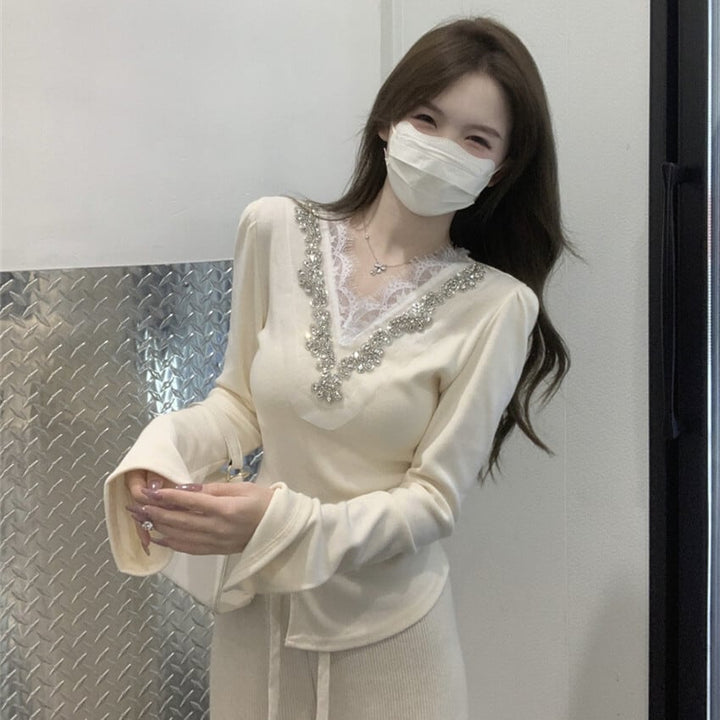 【tops】レース切り替えトップス　M29453