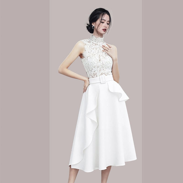【dress】レース切り替えノースリーブワンピース　M30090