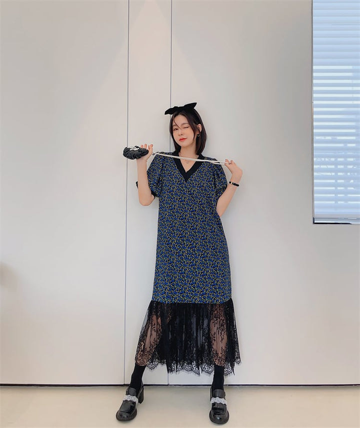 【dress】レース花柄ワンピース　M25158
