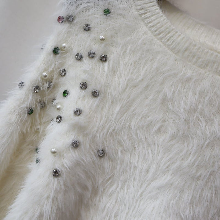 【tops】ビジューシャギーニットセーター　M26122