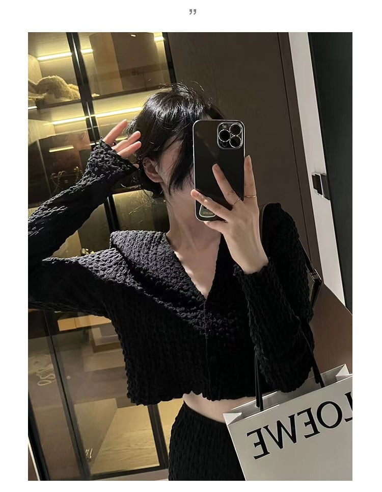 【set】美人度アップVネックトップス+スカート2点セット　M17581