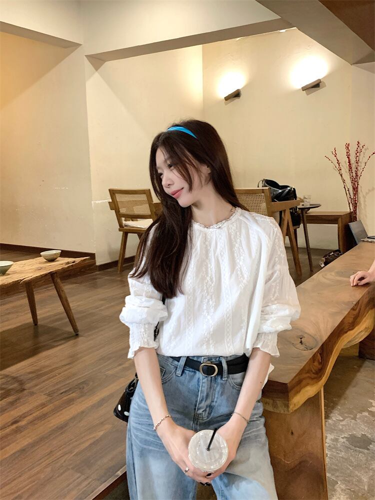 【tops】刺繍レースブラウス　M29594