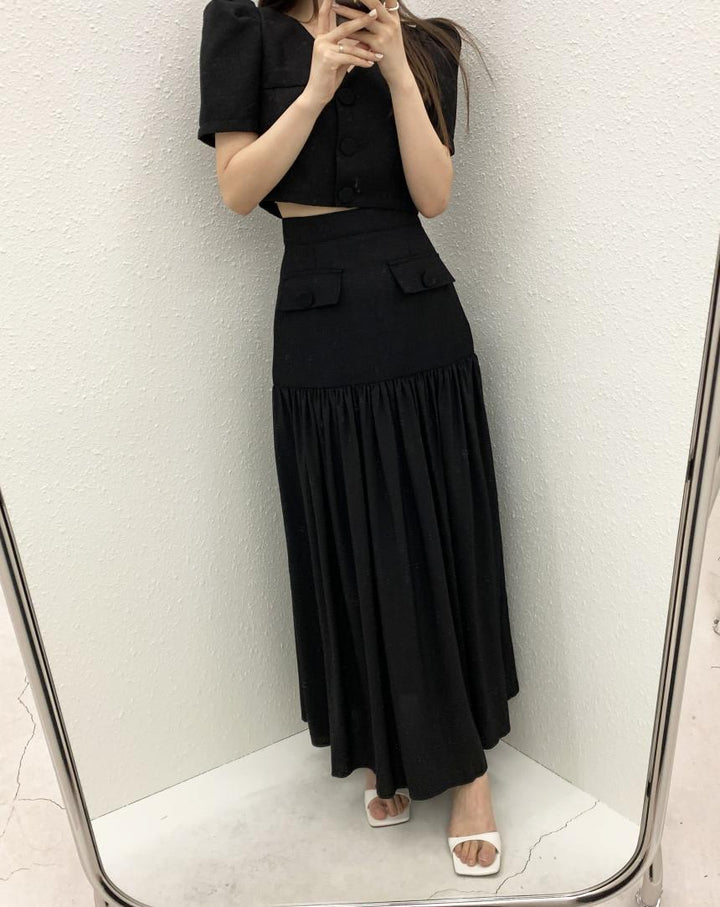 【set】パフスリーブトップス×切り替えスカートセット　M24742